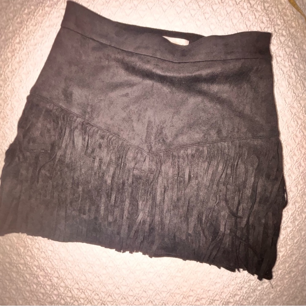 NWT Flying tomato black faux suede fringe miniskirt BoHo festival western small